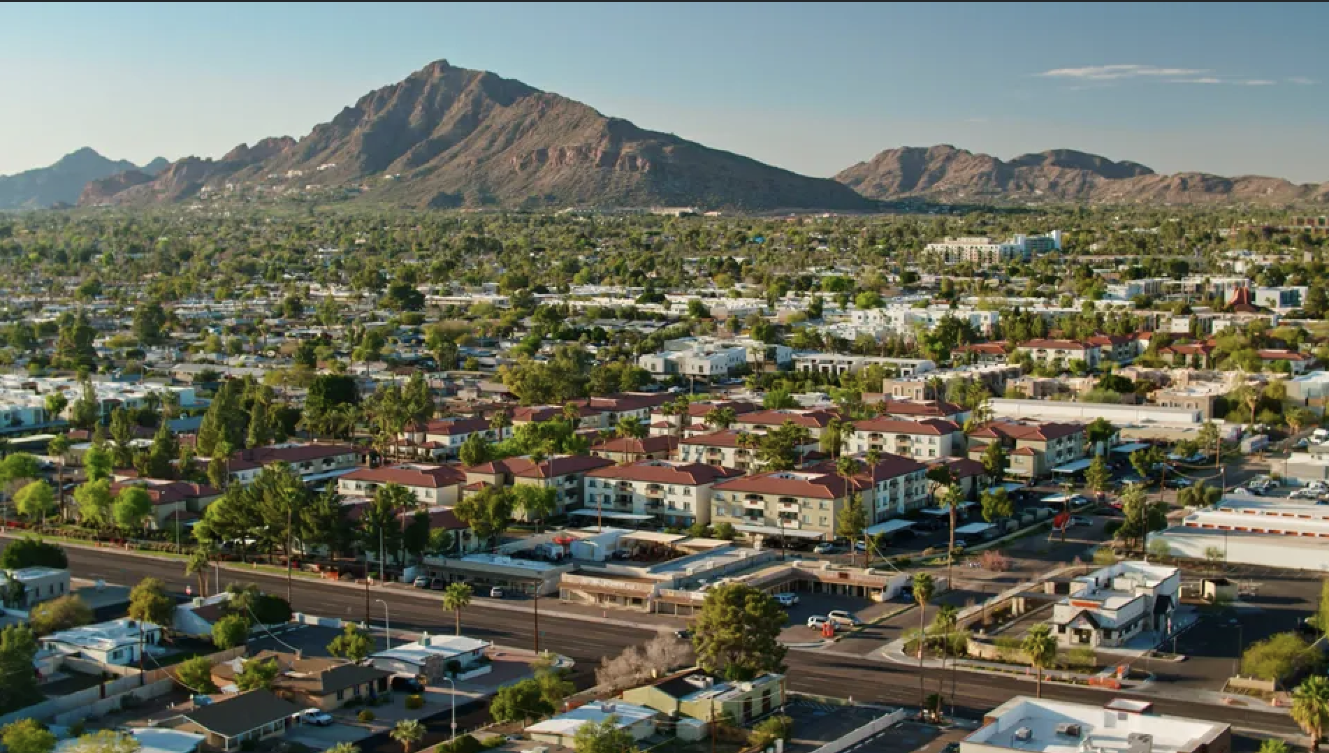 Aerial view of Scottsdale, AZ highlighting some of the best neighborhoods to live in Scottsdale, Arizona.